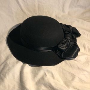 Bollman Hat Co Doeskin Felt Wool Black Made in USA Vintage Bow